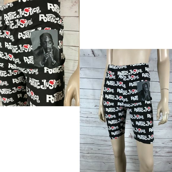 🆓🙏 Women's TuPac 2Pac POETIC JUSTIC Tribute Cotton Blend Biker Shorts, Medium - Picture 1 of 5